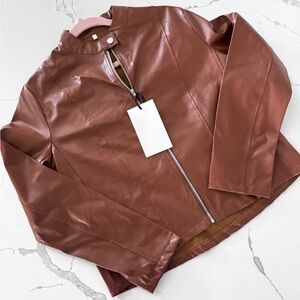 Bagatelle Tan Faux Leather Jacket Size Medium NWT